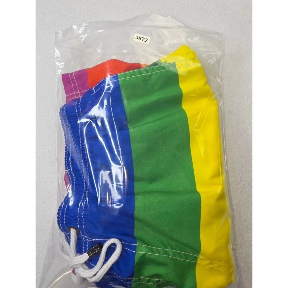 Exist Swim Men's Rainbow Striped Swim Trunks Size XL Pride Gay NWOT B-3872